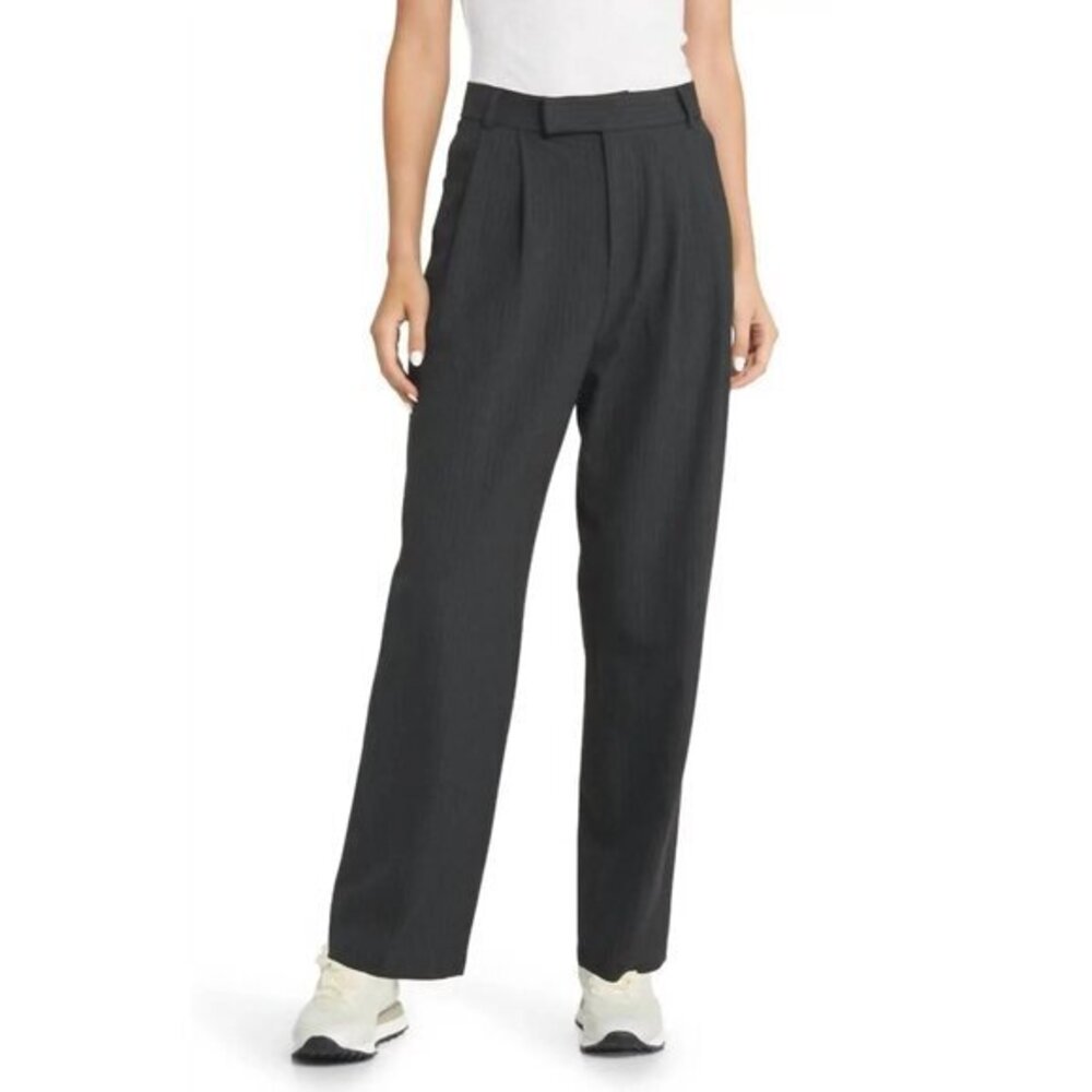 Rails Tay Pant Charcoal Pinstripe Trousers Pleated High Rise SZ 10 New $248